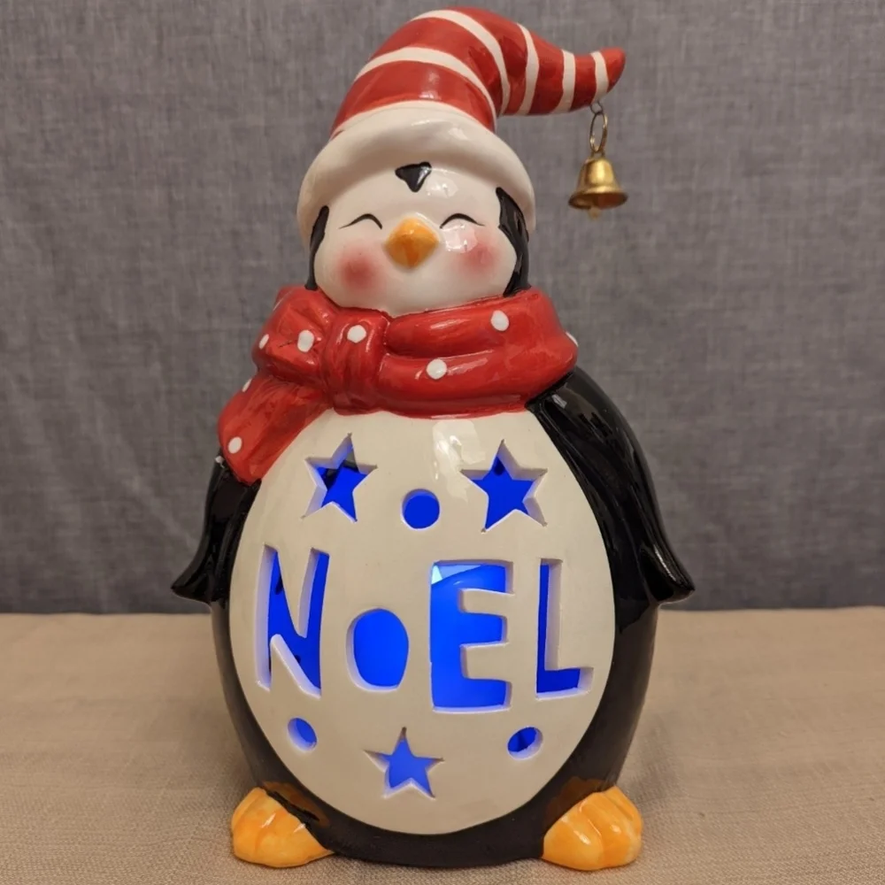 Loblolly Pines Holiday Luminaries Color Changing LED Ceramic Christmas Penguin